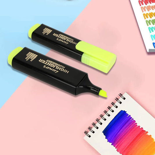Luxor Fluorescent Highlighter |Pack of 10 |Yellow Colour